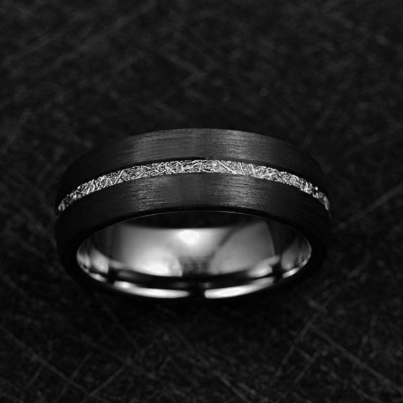 Carbon Fiber Men's Tungsten Steel Ring