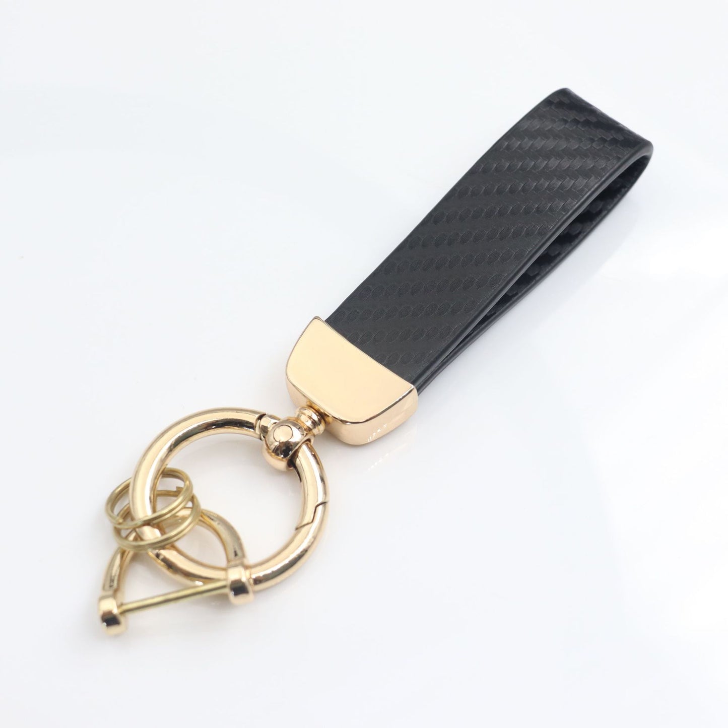 Carbon Fiber Pattern Car Leather Key Ring Pendant