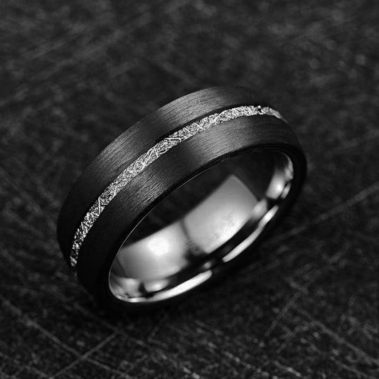 Carbon Fiber Men's Tungsten Steel Ring