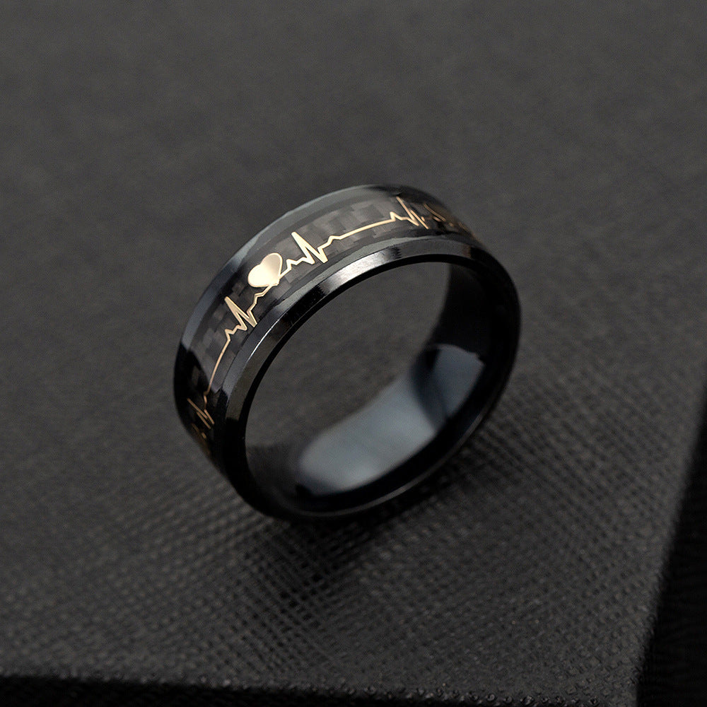 Couple Carbon Fiber ECG Couple Ring