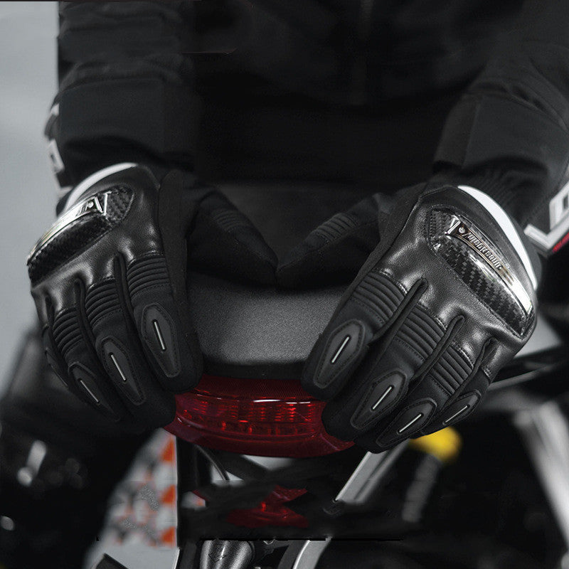 Men's Motorcycle Riding Gloves Anti-fall Genuine Leather Carbon Fiber