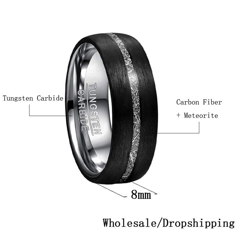 Carbon Fiber Men's Tungsten Steel Ring