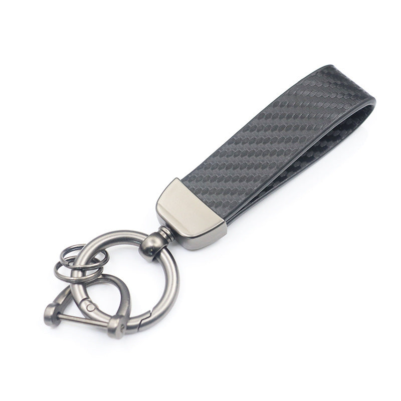 Carbon Fiber Pattern Car Leather Key Ring Pendant