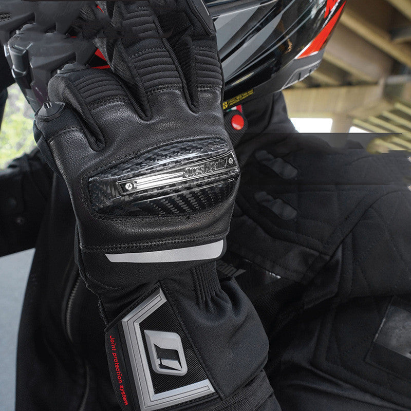 Men's Motorcycle Riding Gloves Anti-fall Genuine Leather Carbon Fiber